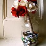 Red and White Paper Rose Fl..