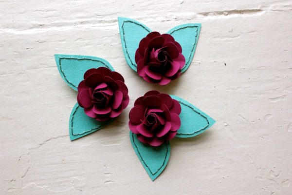 Paper Rose Hairpiece, Bride, Bridesmaid, Green, Fuchsia