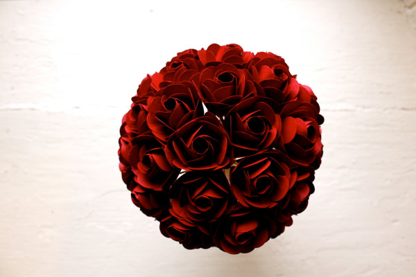 Paper Rose Bouquet, Bridal Bouquet, Red