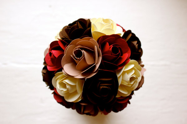 Paper Rose Bouquet, Toss Bouquet, Red, Chocolate, Iced Cocoa and Sugar Cookie