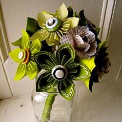 Green Kusudama and Rose Folded Paper Flower Bouquet for Wedding or Events by The Little Red Button