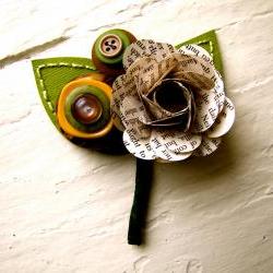 Boutonniere Book Page Rose Flower Buttons for Wedding or Event