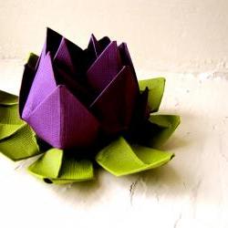 Paper Lotus, Purple and Green, Wedding Decor, Wedding Bouquet, Home Decorations, Event Decorations