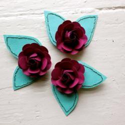 Paper Rose Hairpiece, Bride, Bridesmaid, Green, Fuchsia